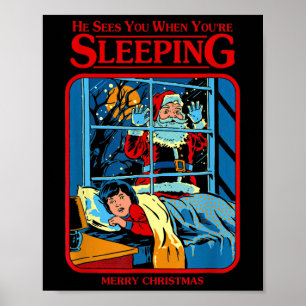 Hij ziet je als je slaapt Prettig kerstfeest  Poster