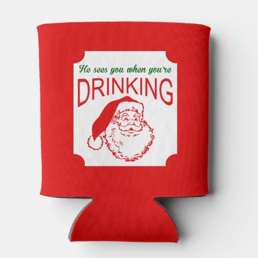 Hij ziet je rode kerst Koelbox Blikjeskoeler (Achterkant)