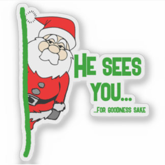 Hij ziet u... (in godsnaam) Kerstman Sticker