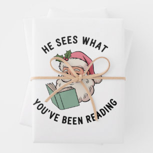 Hij Ziet Wat Je Hebt Gelezen Boekachtige Kerstmis Inpakpapier Vel
