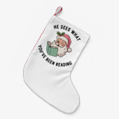 Hij ziet wat je hebt gelezen, boekenachtige kerst kleine kerstsok (Voorkant (Hangend))