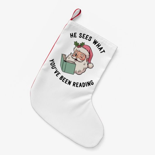 Hij ziet wat je hebt gelezen, boekenachtige kerst kleine kerstsok (Voorkant (Hangend))
