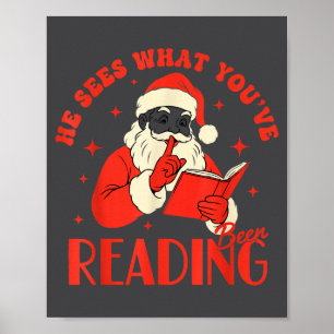Hij ziet wat je hebt gelezen Grappig Kerstman Boek Poster