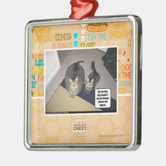 Hij ziet zijn grote beenderen. metalen ornament (Links)