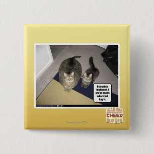 Hij ziet zijn grote beenderen. vierkante button 5,1 cm