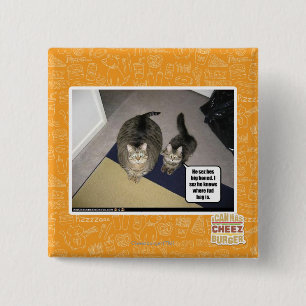 Hij ziet zijn grote beenderen. vierkante button 5,1 cm