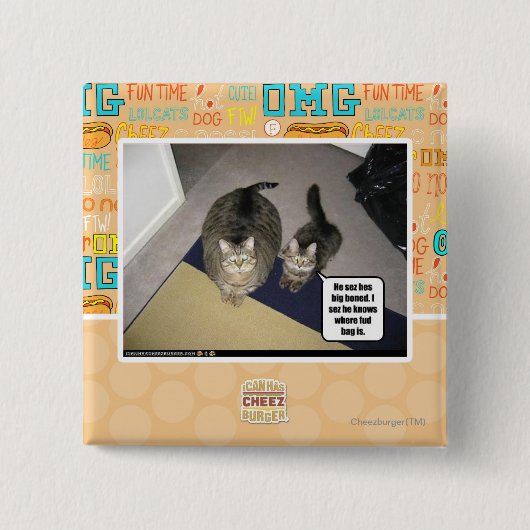 Hij ziet zijn grote beenderen. vierkante button 5,1 cm (Voorkant)