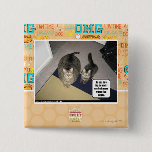 Hij ziet zijn grote beenderen. vierkante button 5,1 cm