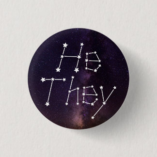 Hij/zij Galaxy Sterrennacht Sky Constellation Pron Ronde Button 3,2 Cm