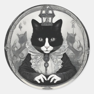 Hij/zij Gothic Kat Ronde Sticker