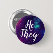 Hij/zij hebben Galaxy Pronoun  Ronde Button 5,7 Cm (Voorkant /achterkant)