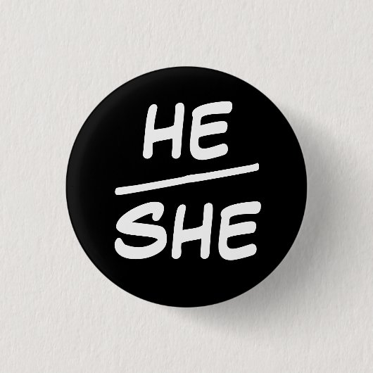 Hij/zij Pronoun Black & White Badge Ronde Button 3,2 Cm (Voorkant)