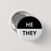 Hij/zij Pronoun Black & White Badge Ronde Button 3,2 Cm (Voorkant /achterkant)