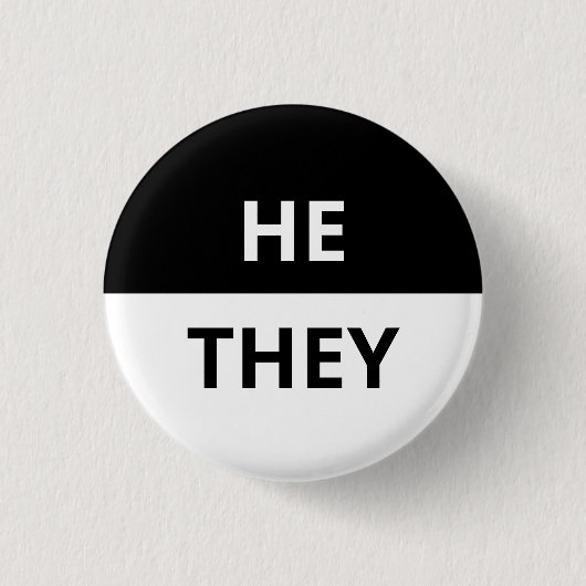 Hij/zij Pronoun Black & White Badge Ronde Button 3,2 Cm (Voorkant)