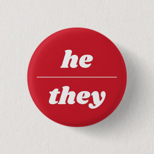 Hij/zij pronoun Pin, 1¼ inch-toets Ronde Button 3,2 Cm