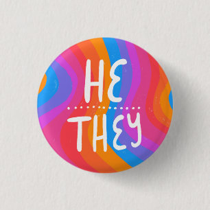 HIJ/ZIJ Pronounges Colorful Handlettered Stripes Ronde Button 3,2 Cm