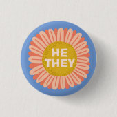 HIJ/ZIJ Pronouns Sunflower Daisy Pride Ronde Button 3,2 Cm (Voorkant)