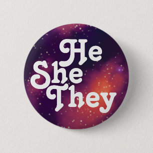 Hij/zij/zij hebben Galaxy Pronoun  Ronde Button 5,7 Cm