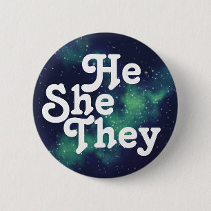 Hij/zij/zij hebben Galaxy Pronoun  Ronde Button 5,7 Cm