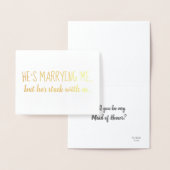 Hij zit bij ons vast | Bruidsmeisje of Maid of Hon Folie Kaarten (Display)