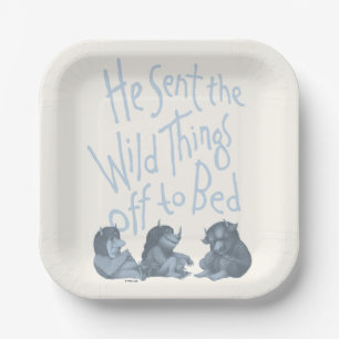 Hij zond de wilde dingen uit naar bed - blauw papieren bordje