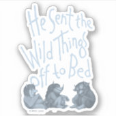 Hij zond de wilde dingen uit naar bed - blauw sticker (Voorkant)