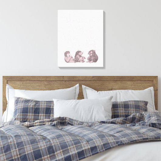 Hij zond de wilde dingen uit naar bed - roze canvas afdruk (Insitu (Slaapkamer))