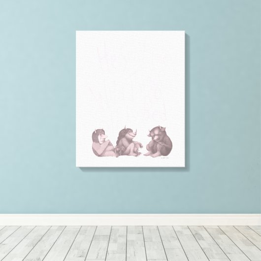 Hij zond de wilde dingen uit naar bed - roze canvas afdruk (Insitu (Houten vloer))