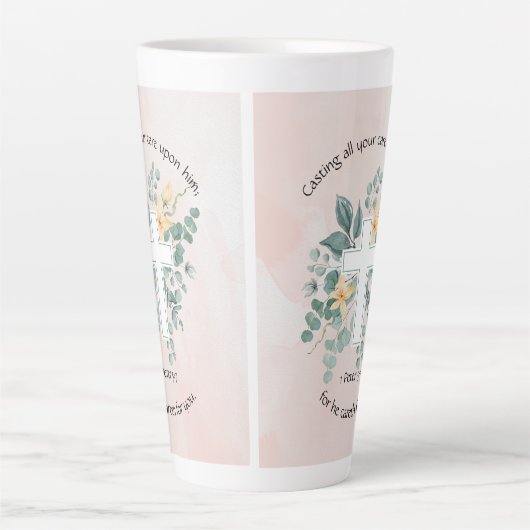 Hij zorgt voor jou latte mok (Voorkant)