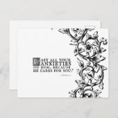 Hij zorgt voor u Bijbelcitaat Briefkaart (Voorkant / Achterkant)