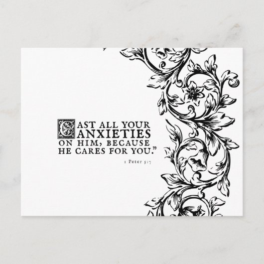 Hij zorgt voor u Bijbelcitaat Briefkaart (Voorkant)