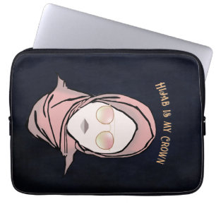 Hijab is mijn kroonillustratie Black Brown Gold Laptop Sleeve