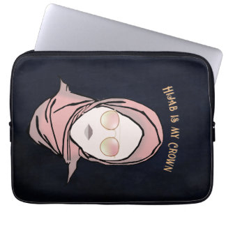 Hijab is mijn kroonillustratie Black Brown Gold Laptop Sleeve