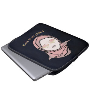 Hijab is mijn kroonillustratie Black Brown Gold Laptop Sleeve