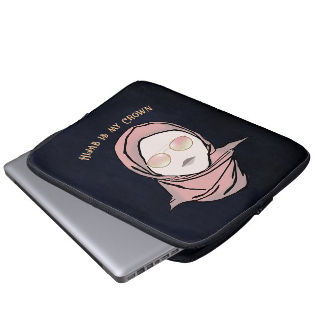 Hijab is mijn kroonillustratie Black Brown Gold Laptop Sleeve (Voorkant onderkant)