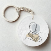 Hijab Line Art Marble Keychain | Acrylic Keychain