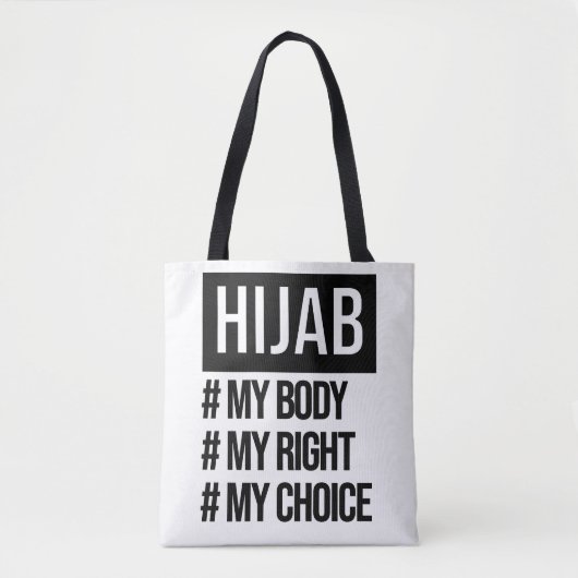 Hijab - mijn lichaam mijn keuze - feministisch mot tote bag (Voorkant)