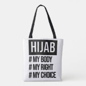 Hijab - mijn lichaam mijn keuze - feministisch mot tote bag (Achterkant)