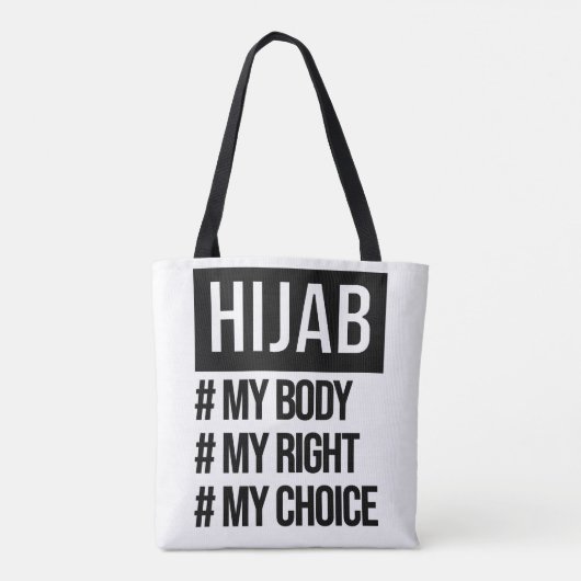 Hijab - mijn lichaam mijn keuze - feministisch mot tote bag (Achterkant)