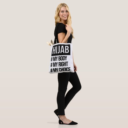 Hijab - mijn lichaam mijn keuze - feministisch mot tote bag (Op model)