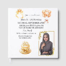 Hijabi 18e verjaardag foto gastboek | Goud & bloem