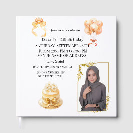 Hijabi 18th Birthday Photo Guest Book | Gold & Flo Gastenboek