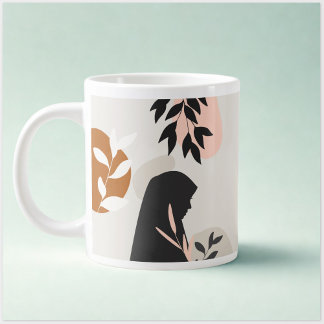 Hijabi Girl Monogram Mug | Terracotta & Blush Boho Grote Koffiekop