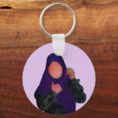 Hijabi - Muslimah - Hijab Hand getekend - Hijab Gi Sleutelhanger (Voorkant)