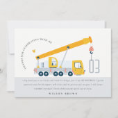 Hijsauto Bouwvoertuig Kinderverjaardag Bedankkaart (Voorkant)