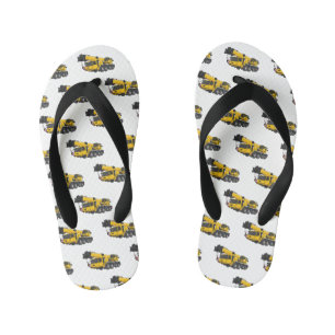 Hijsautotruck cartoonillustratie kinder teenslippers