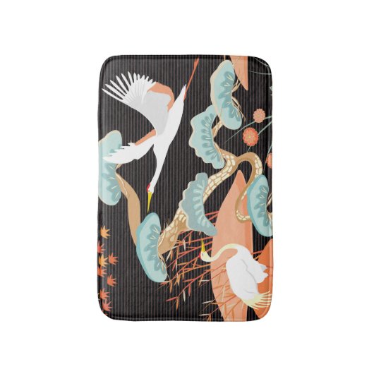 Hijskranen, reigers: Japans vogelpatroon. Badmat (Voorkant Verticaal)