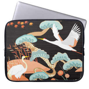 Hijskranen, reigers: Japans vogelpatroon. Laptop Sleeve