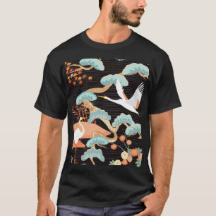 Hijskranen, reigers: Japans vogelpatroon. T-shirt