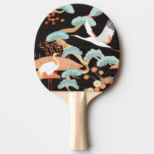 Hijskranen, reigers: Japans vogelpatroon. Tafeltennisbatje